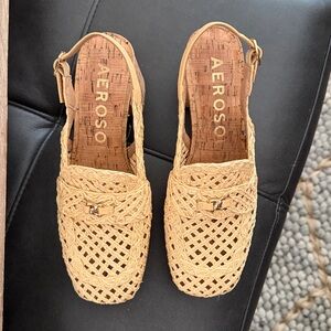 AEROSOLES Tan Woven Slingback Sandals